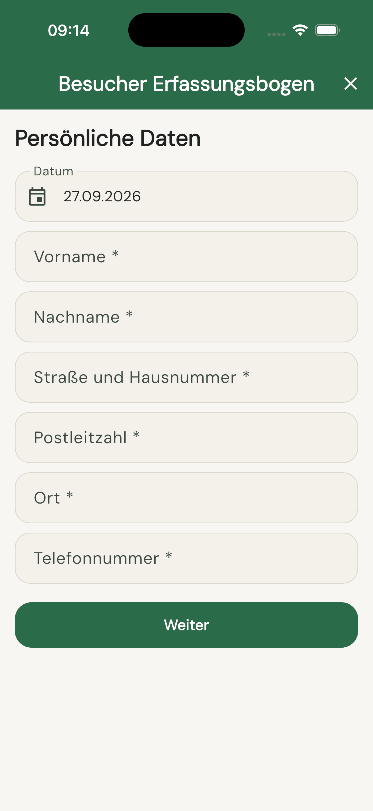 Besucher-Erfassungsbogen in RepairHub