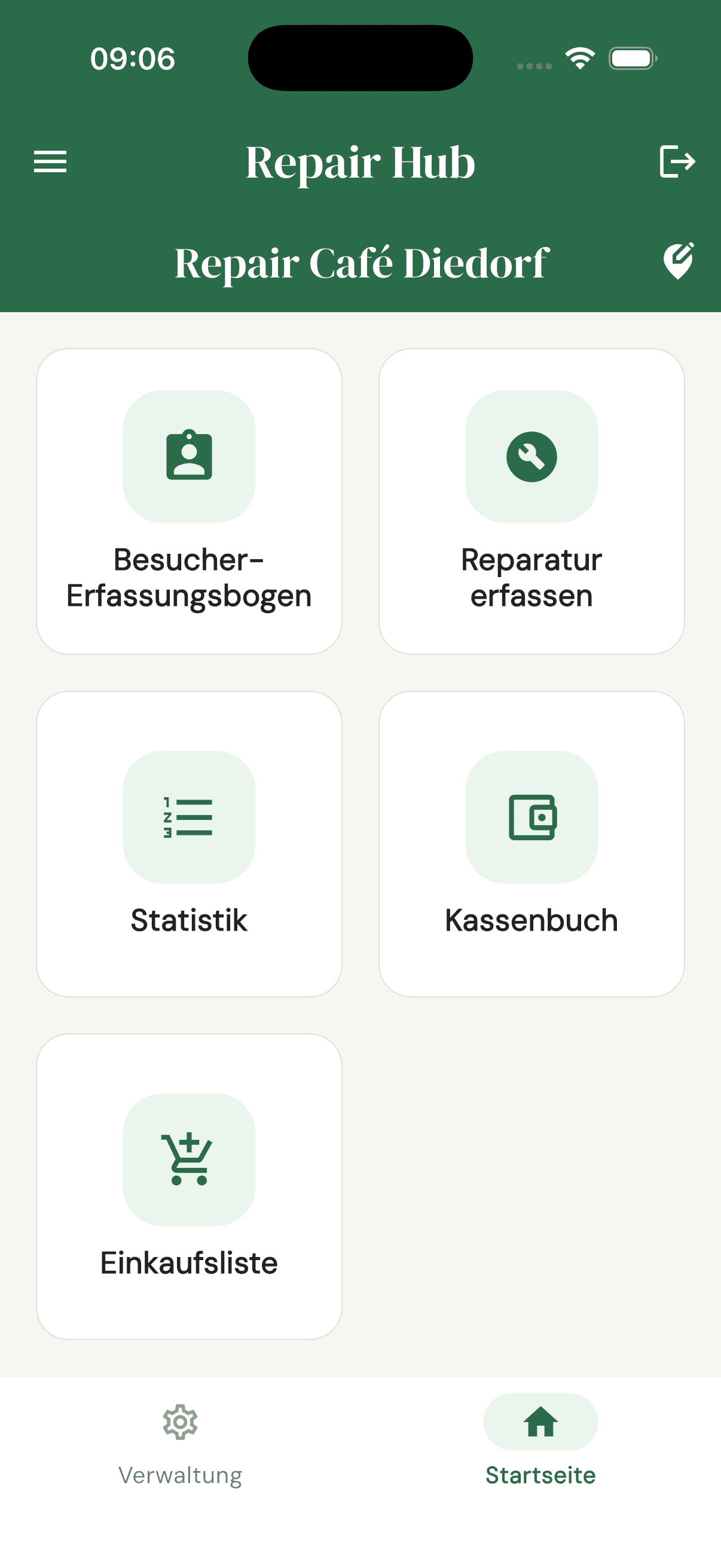 RepairHub Startübersicht